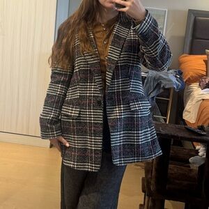 LOFT Black and White Plaid Jacket